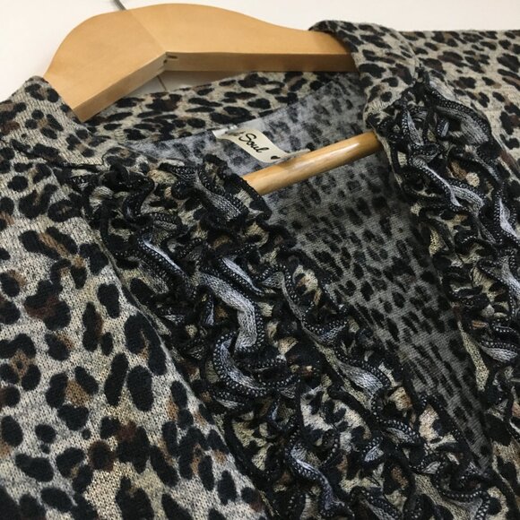 Coquette Frilly Ruffle Chest Leopard Rosette Knit Dress Top - Picture 7 of 15